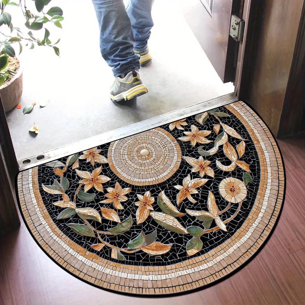 Retro American Semicircle Dirt-Resistant Easy-Clean Crystal Velvet Doormat