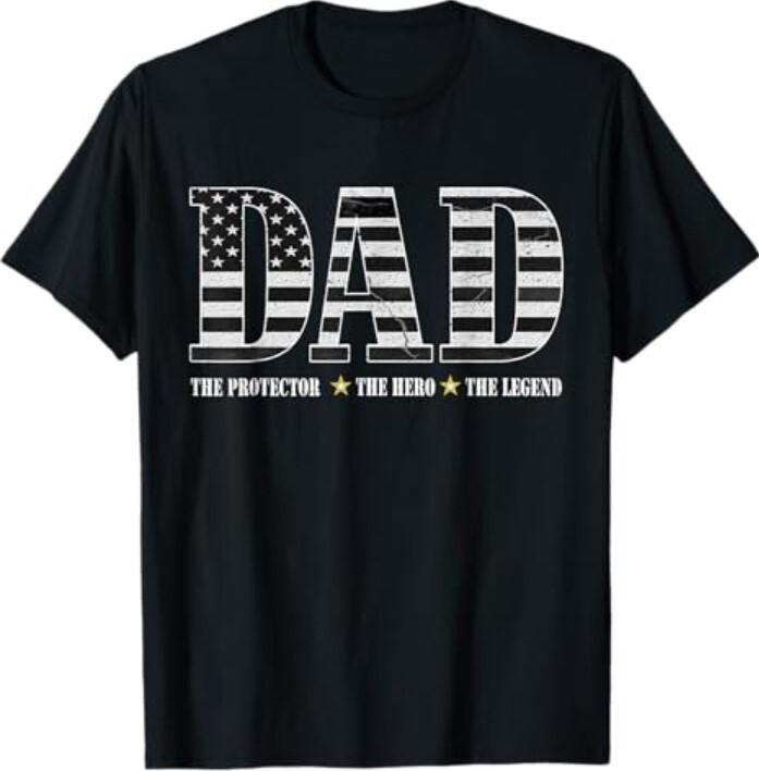 Dad The Protector Hero Legend American Flag Dad Father s Day T-Shirt Unisex T-Shirt XL