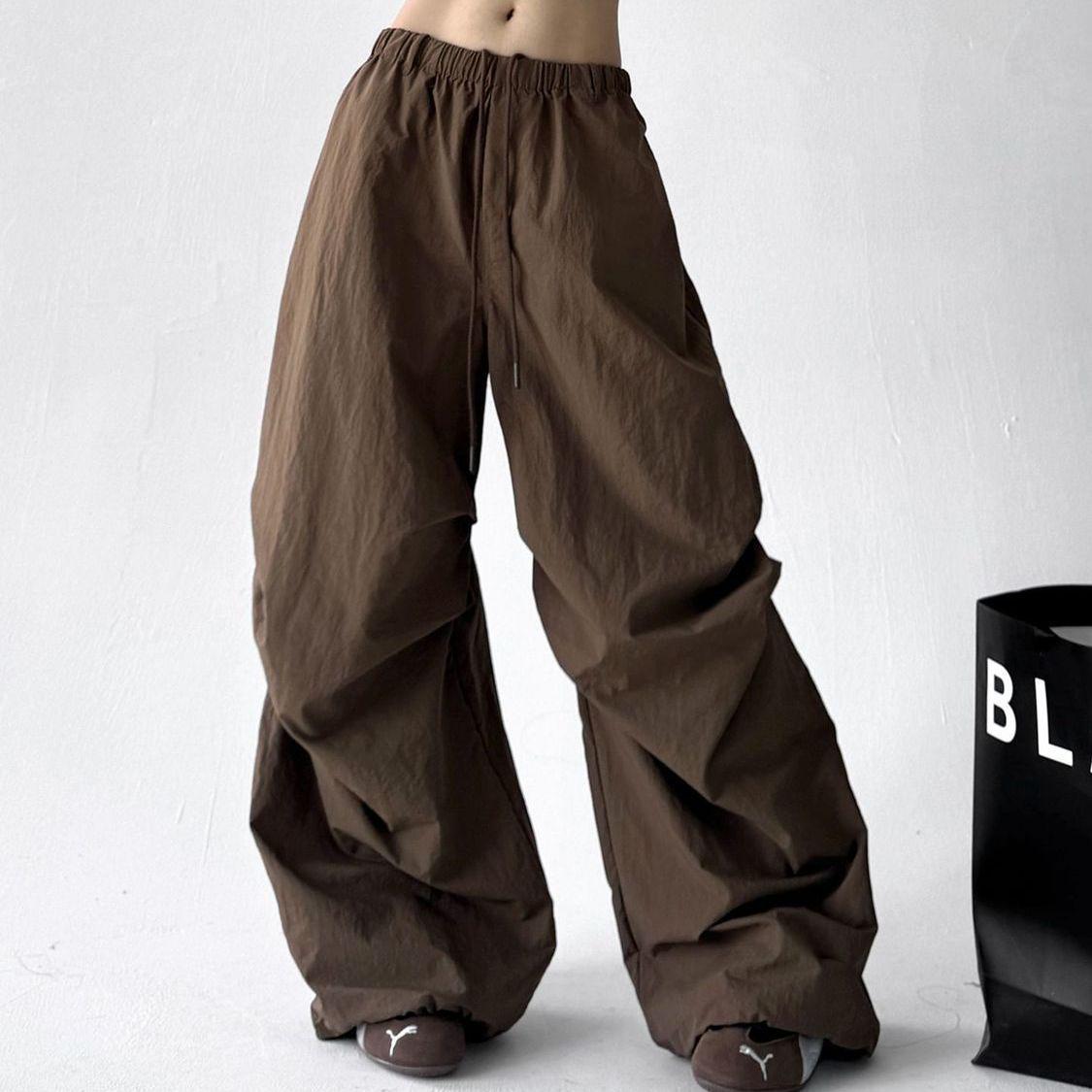 Tide Dopamine Colorful Women s Super High Waist Tapered Paratrooper Pants - Wide Leg Summer Outdoor Work Pants S кофейный
