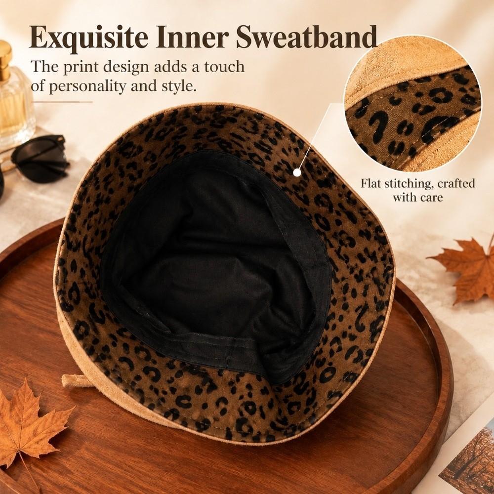 Warm Beanies Hat Leopard Print Fisherman Cap Fashion Bucket Hats for Women