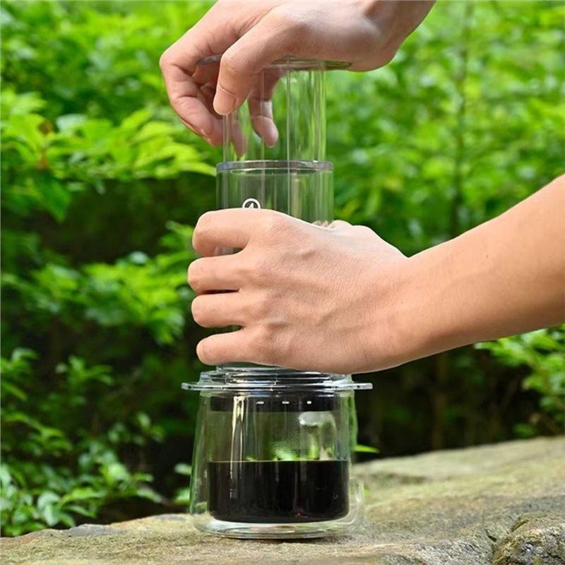 A02V-For Home And Official Office Use 1 Set Portable Pour-Over Coffee Maker, Non-Slip Transparent Travel Coffee Maker, French Pr