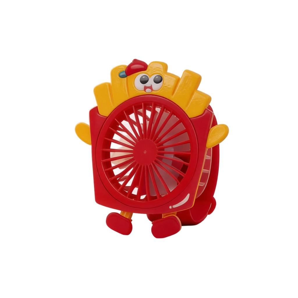 Portable Handheld Fan with Cute Hamburger and Fries Design USB Rechargeable One Speed Lightweight for Outdoor and Indoor Use
