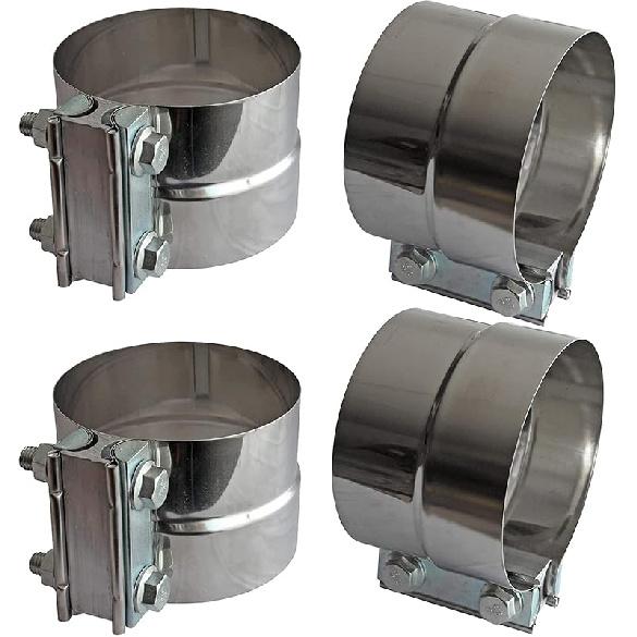 3" Inch Exhaust Clamps Stainless Steel Muffler Band Clamp for 3" Inner Diameter To 3" Outer Diameter Turbo Downpipe Tip Car System Connection (2