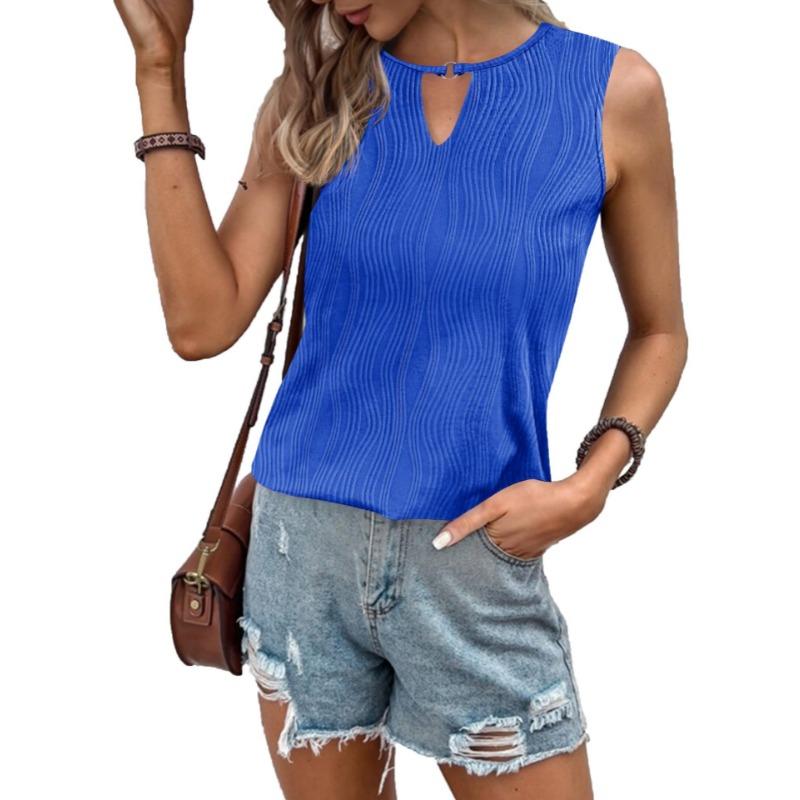 Summer Pleat Women Tank Top Sleeveless Casual Basic Top Vest 2024 Female Elegant Sexy Loose Tee Shirts Ladies New Cut Out Blouse 275