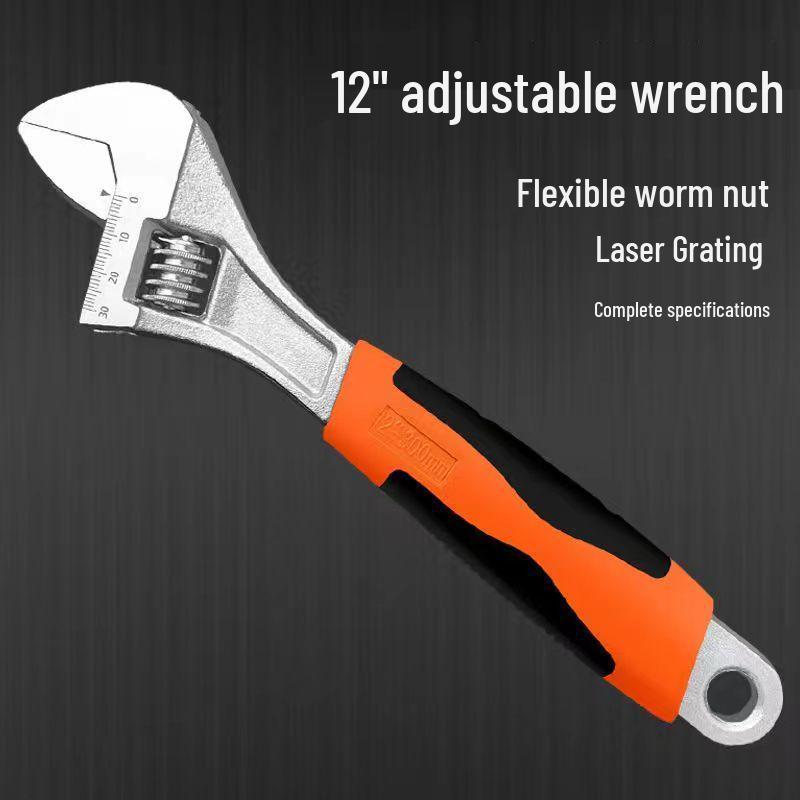 8-inch Multifunctional Adjustable Wrench with Plastic Handle for Auto and Machine Repair