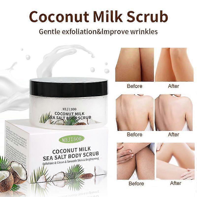Sea Salt and Coconut Milk Body Scrub - Moisturizing and Exfoliating Body, Face, Hand, Foot Scrub - Exfoliating Coconut Milk Body Scrub with Sea Salt