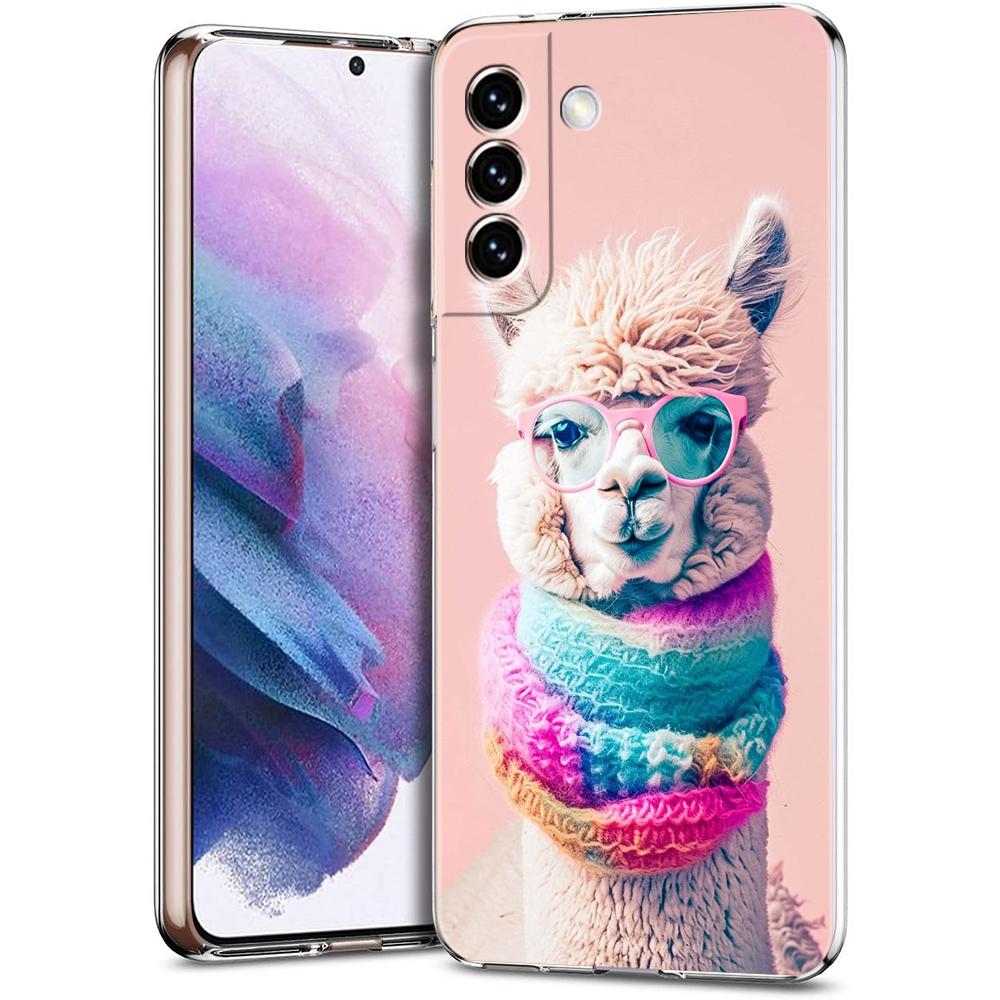 Phone Case For Samsung Galaxy S24 Ultra S23 FE S22 S20 S21 5G S10 S9 Plus S10E S8 Soft Silicone Clear Kawaii Alpaca lovely Cover