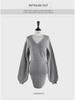 Korean Chic V-Neck Knitted Sweater Dress: Sexy Cross-Detail Hip Skirt for Spring & Autumn