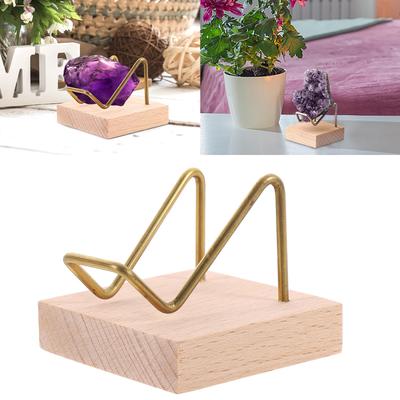 Practical Mineral Stand Sturdy Crystal Display Stand with Metal Arm and Wooden Base for Rocks and Minerals Collection