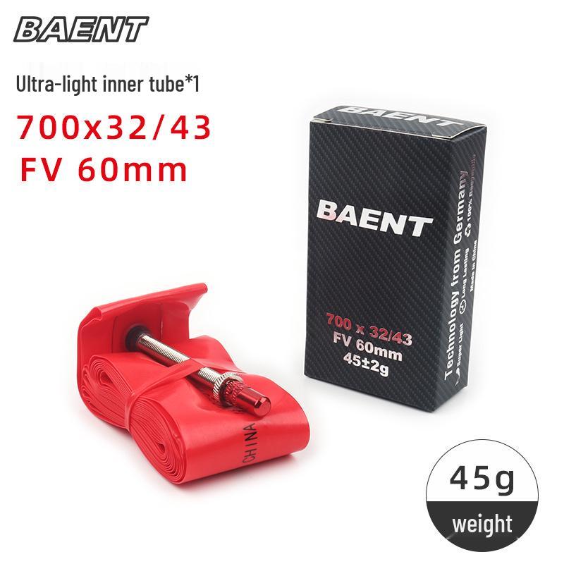 BAENT Ultralight 700C Road Bike Tube 20x1 (1-1/8), Wear-Resistant, Lightweight, Durable, Presta Valve F/V60