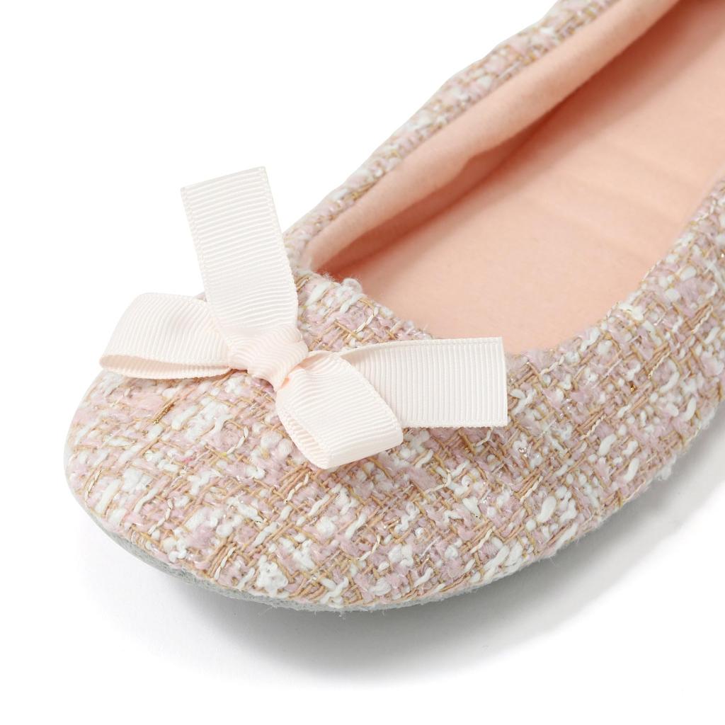 Francfranc Pocketable Room Portable Travel Compact Comes with Dedicated Pouch [Francfranc] Shoes, Tweed, Pink, Foldable, Slippers, Slippers, Storage,