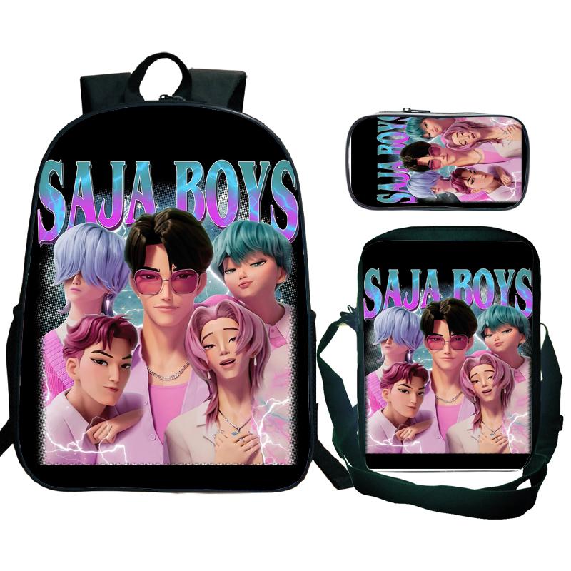 3tlg KPop Dämonenjäger Rucksäcke Huntrix Mädchen Kinder Studenten Schultaschen Zoey Rumi Mira Saja Jungen Kinder Schultaschen Unisex Mochila