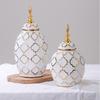 ceramic white golden vase decor Modern Home Living Room Dining Table Storage General Jars floral decoration white porcelain vase