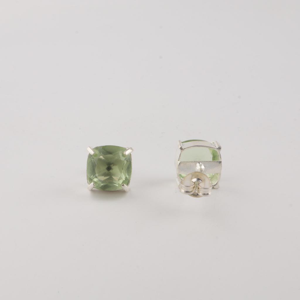 Green Amethyst Gemstone 925 Sterling Silver Jewelry Handmade Studs, Light-Weight Earring 1" For Her EE-181-12