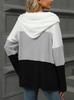 Plus Size Color Block Half Zip Drawstring Hooded Sweatshirt