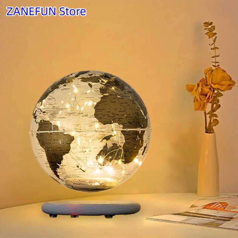 8inch Magnetic Levitating Globe 20cm Transparent Globe Lamp LED Light ABS Globe Home Office Decoration Christmas Business Gifts