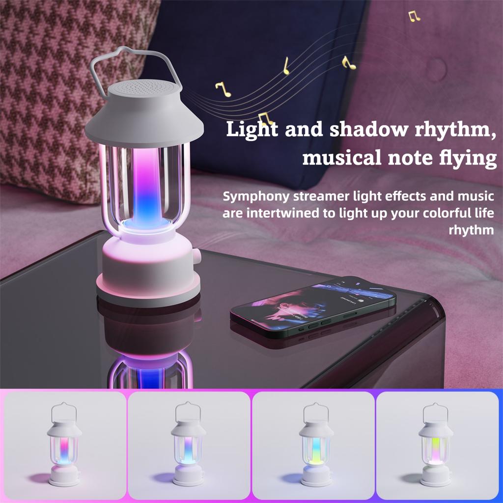 Retro LED Camping Lantern Rechargeable 2000mAh Hanging Tent Lights RGB Lighting Bluetooth Speaker Indoor Outdoor Hiking