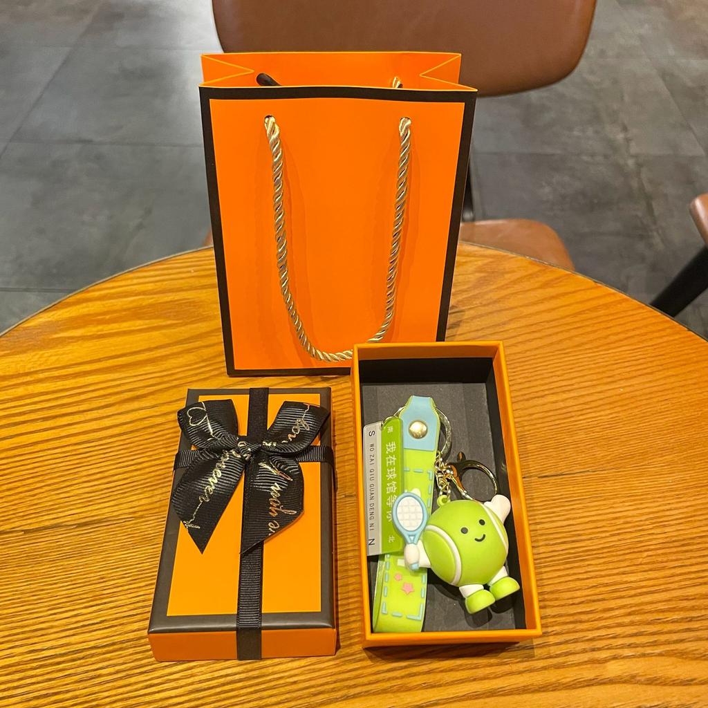 Original Badminton Figurine Keychain Fashionable Fun Cartoon Tennis Pendant Small Gift Football-related Souvenir