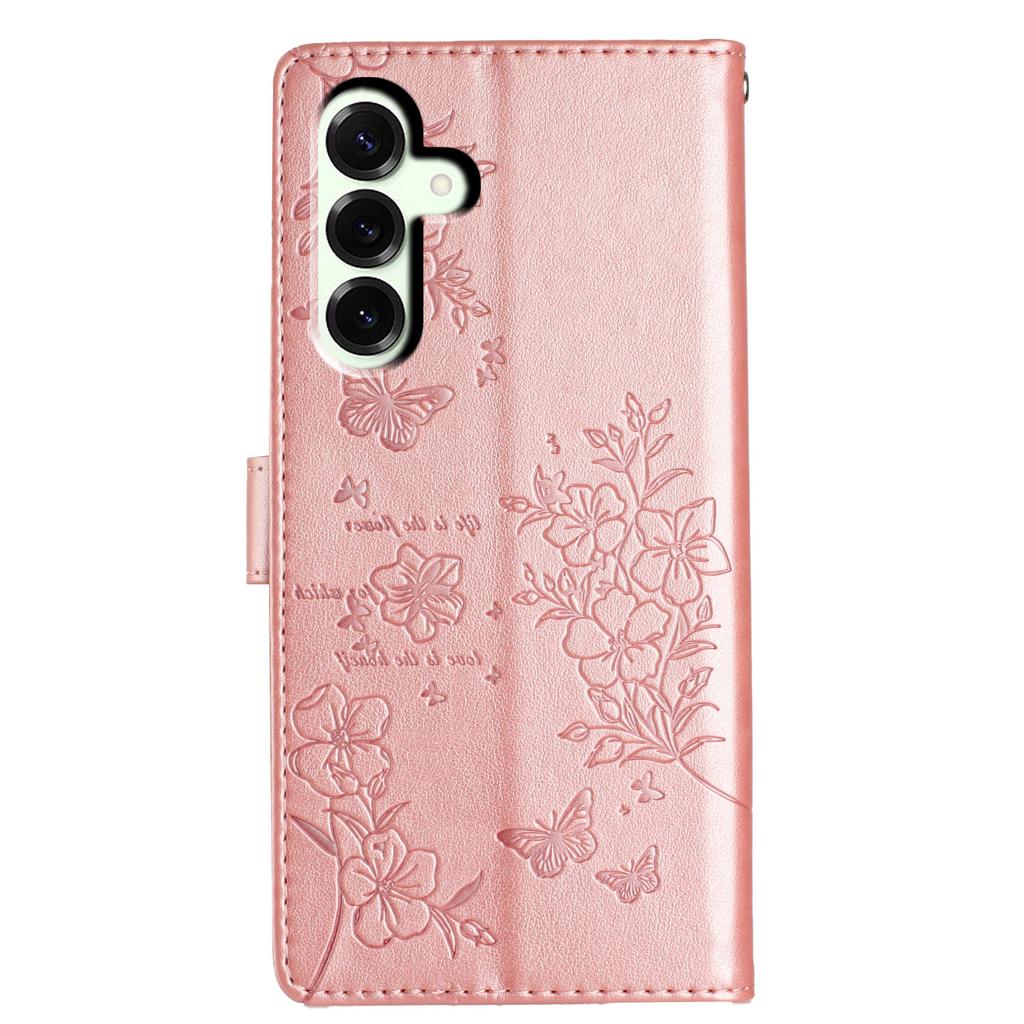 For Samsung Galaxy A17 5G/A17 4G/A26 5G Wallet Phone Case Butterfly Floral Imprint Leather Flip Cover with Strap