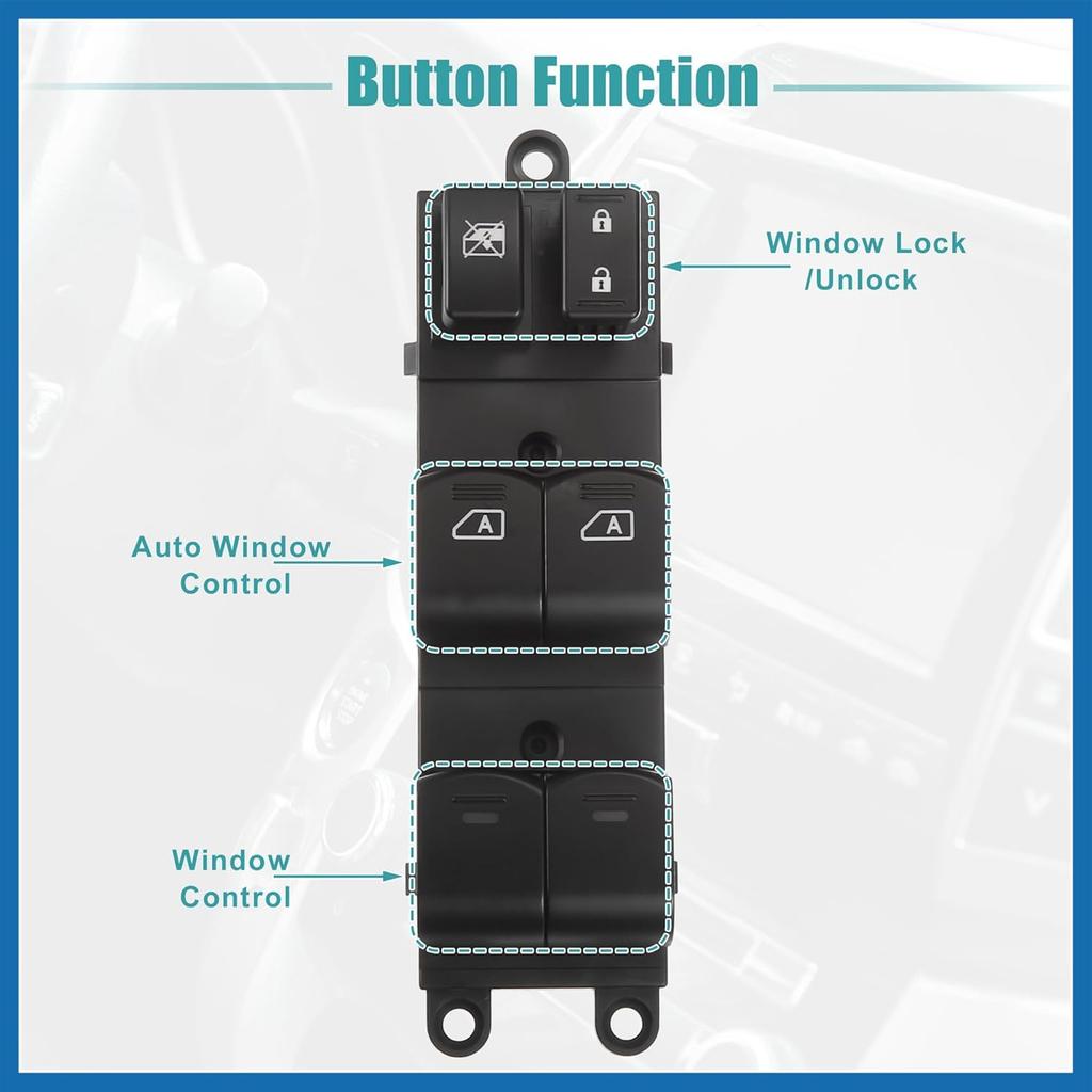 Front Left Driver Side Master Power Window Switch Fit for Nissan Armada Titan 2004 2005 No.254017S200 - Pack of 1 Black Item Replacement