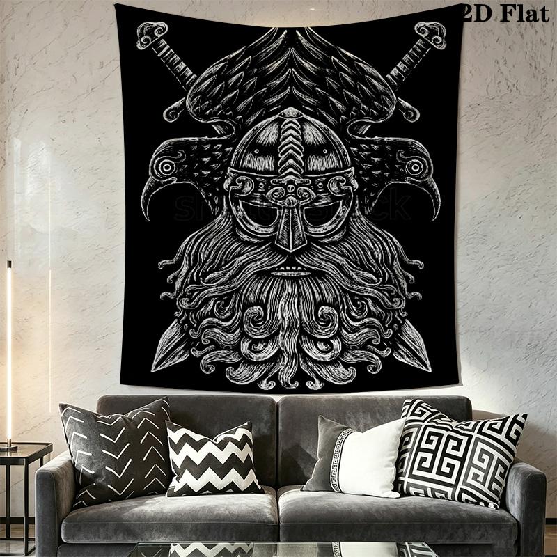 Odin Viking Warrior Pattern Home Decor Tapestry, Wall Hanging, Decorative RV Wall Cloth.ZGT0914129