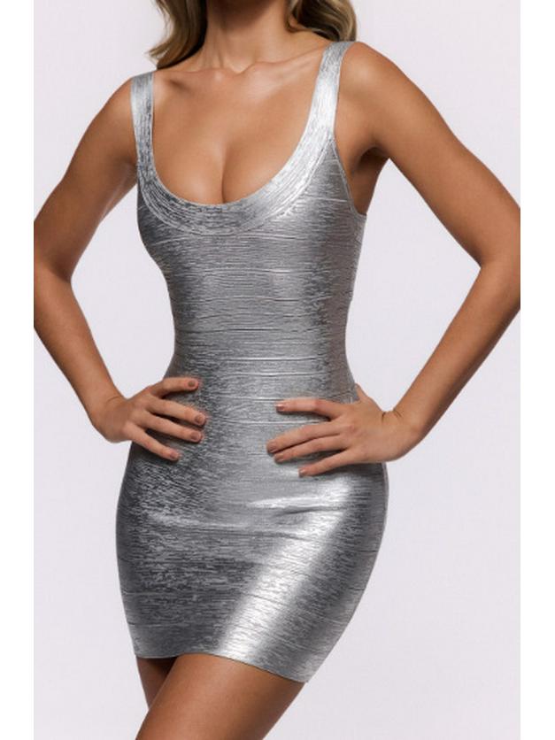 Złota Brokatowa Sukienka Mini Bodycon na Cienkich Ramiączkach z Odkrytymi Plecami - Luksusowy Styl Europejski Amerykański