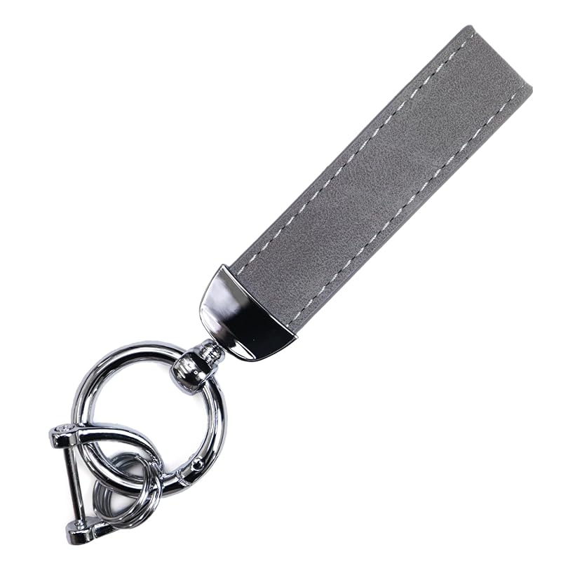 

[Glitter Punpun Maru] leather key ring [Silver x Gray] silver gray D-ring key leather strap car men s bike falling lost prevention NSKR-051