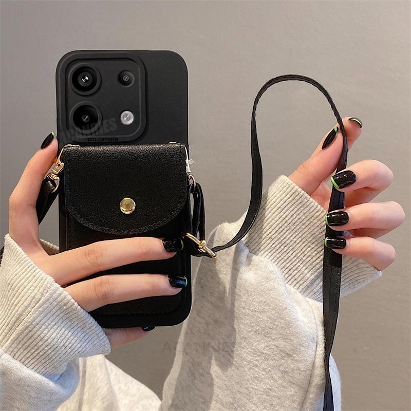 Children Clothing Yulin-001 Note13pro Crossbody Wallet Card Pocket Bag Case On For Xiaomi Redmi Note 13 Pro 4G 5G 13Pro Plus Lanyard Silicone Cover Note13