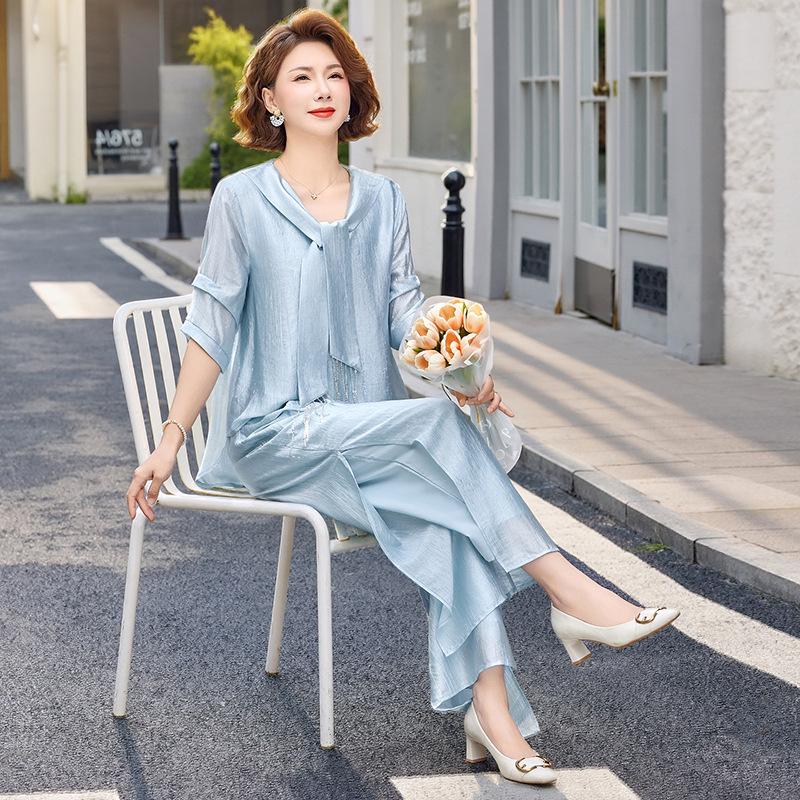 

Chic Wide-Leg Pants & Top Set for Women - Age-Defying, Summer 2026 Style 3XL (suggested weight 60-65 kg)