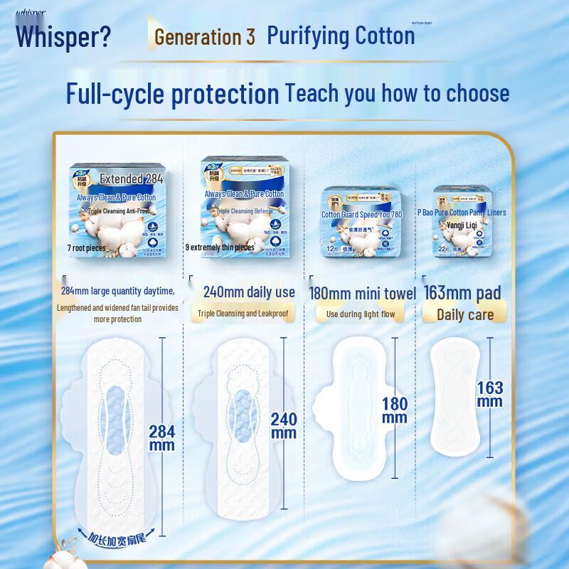 Whisper Pure Cotton Unscented Ultra Thin Daily Sanitary Pads
