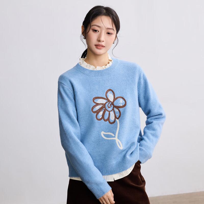 Женский пуловер INMAN с цветочным узором из смесовой шерсти M