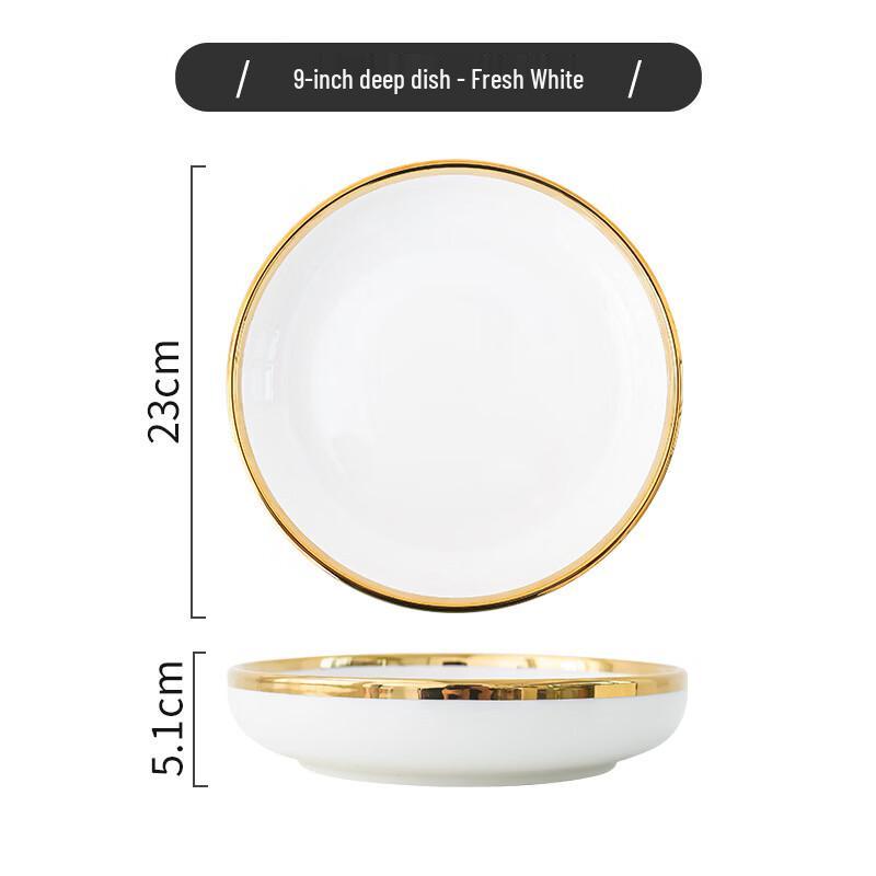 Jingzhouyuan Gold-Rim Ceramic Dinnerware Collection