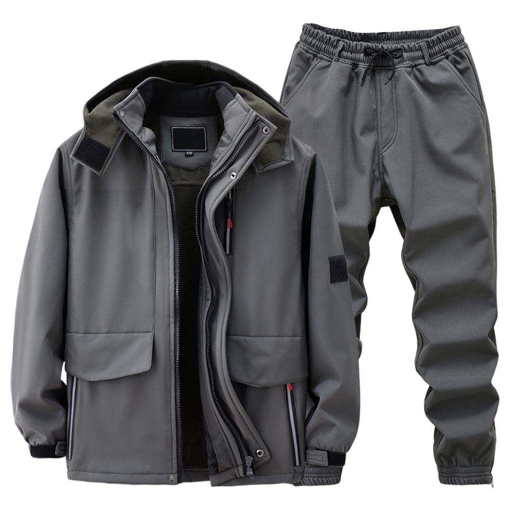 Чоловічий флісовий костюм-куртка вітрозахисний та водонепроникний для активного відпочинку, захищений від холоду, тепла бавовняна куртка, потовщений костюм
