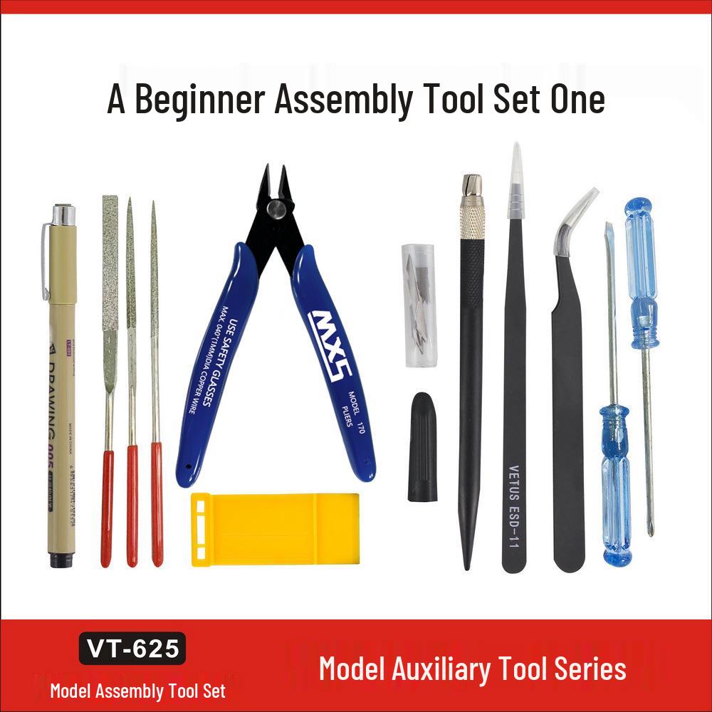 Star Society VT-625 Military Model Beginner Tool Set: Includes Hobby Knife & Tweezers for Straight Assembly