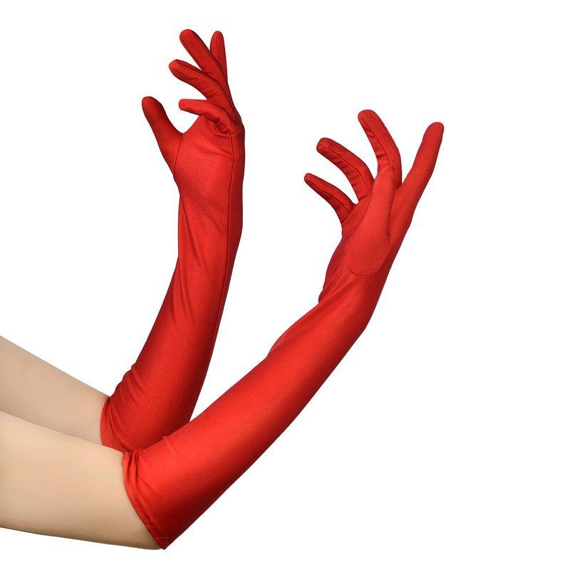 

Cos Gloves Black Half Finger Half Soles Anime Show Cos Cross-Dressing Teacher Thin Student Stretch Close to Hand Gloves [Red Classy Long 45cm]-cos special gloves One size