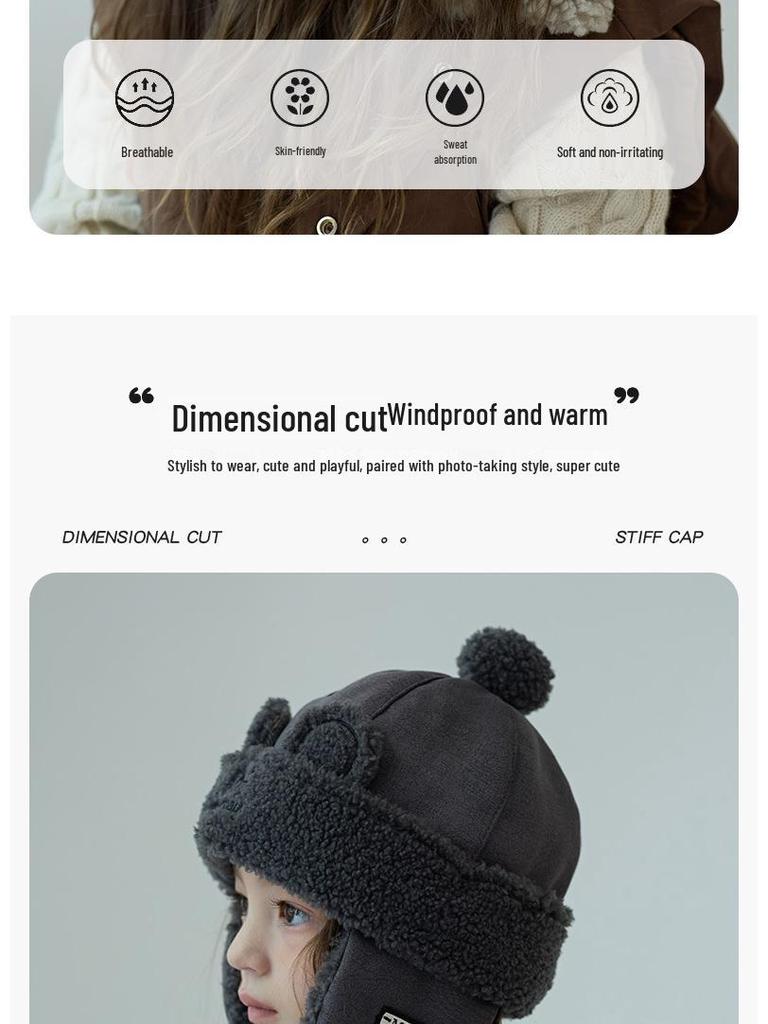 Chapeau Lei Feng coupe-vent 2025 pour enfants—Pull chaud et épais avec protection des oreilles pour l'automne et l'hiver