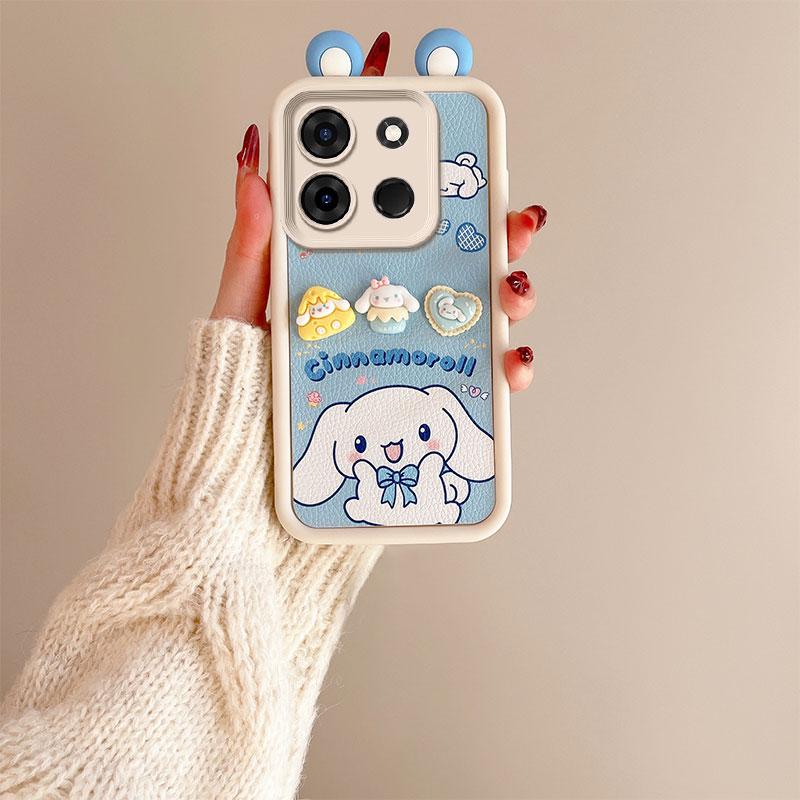 KEYSION Cute Ear 3D Cartoon Case for TECNO Spark Go 2023 Pop 7 Pro with Bracelet Silicone Shockproof Phone Cover for Infinix Smart 7