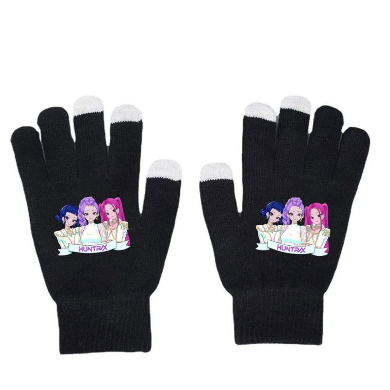 K Pop Demon Hunters Girls Gloves Woman Touch Screen Gloves Lady Winter Warm Cartoon Anime Accessories Cute Gift