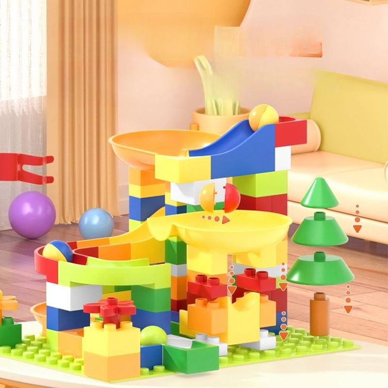 Marble Race Run Maze Ball Track Building Blocks 100PCS Funnel Slide Assemble Bricks Compatible Toy Christmas Gift