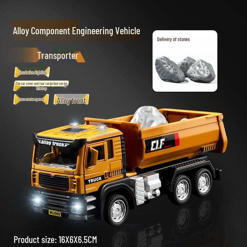 Car Cube Alloy Construction Vehicle Set: Loader, Excavator, Crane, Mixer Truck, and Road Roller Toy