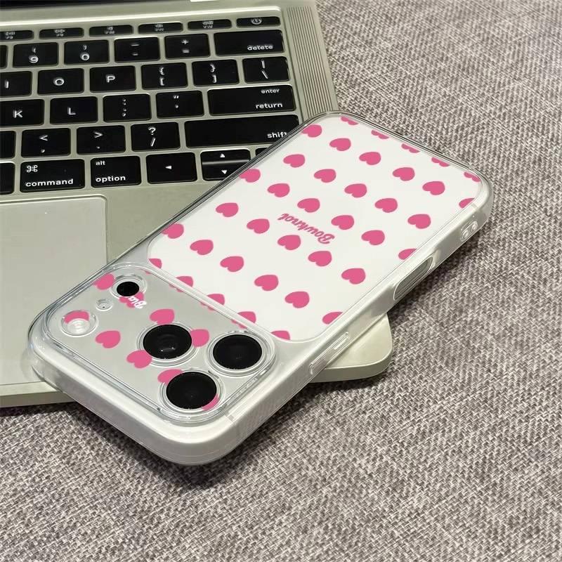 Japan and South Korea Full Screen Pink Love for Apple 17Promax Mobile Phone Case IP16 Large Window 15 Matte 14 Soft 13