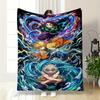 Anime Warriors with Swords and Elemental Powers Flannel Blanket for Bedroom Living Room Sofa and Nap