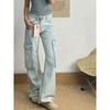 College Style Light-colored Wide-leg Tooling Jeans Women's Winter New High-waisted Loose and Thin Straight Floor Pants