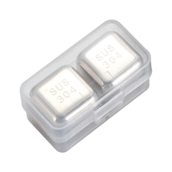 Stainless Steel Ice Cubes Set with Clips Reusable Drink Chillers Quick Freezing Metal Whiskey Chilling Stones for Beer Cocktails