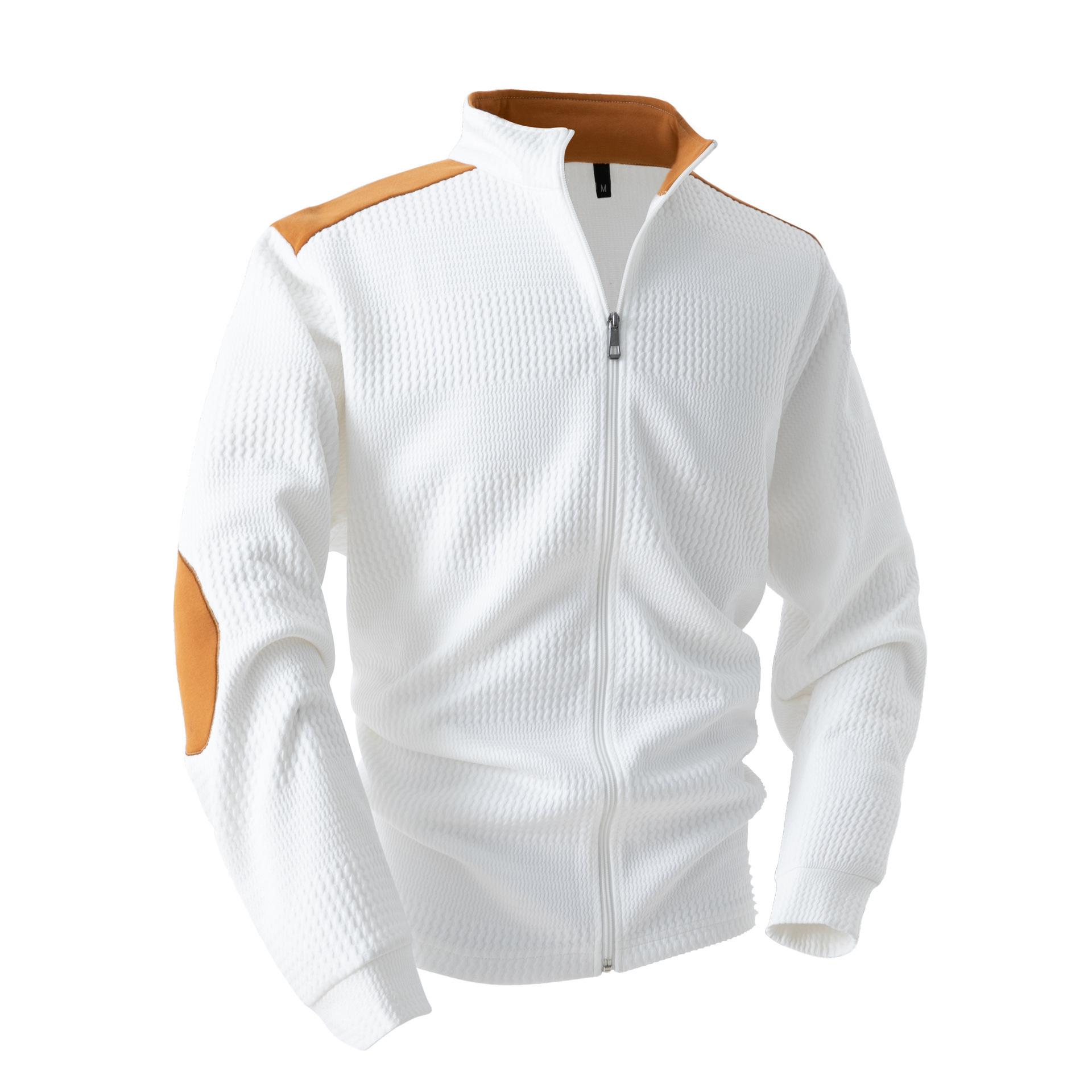 

Men s Zip-Up Sport Jacket with Waffle Texture and Leather Accents in Royal Blue S білий