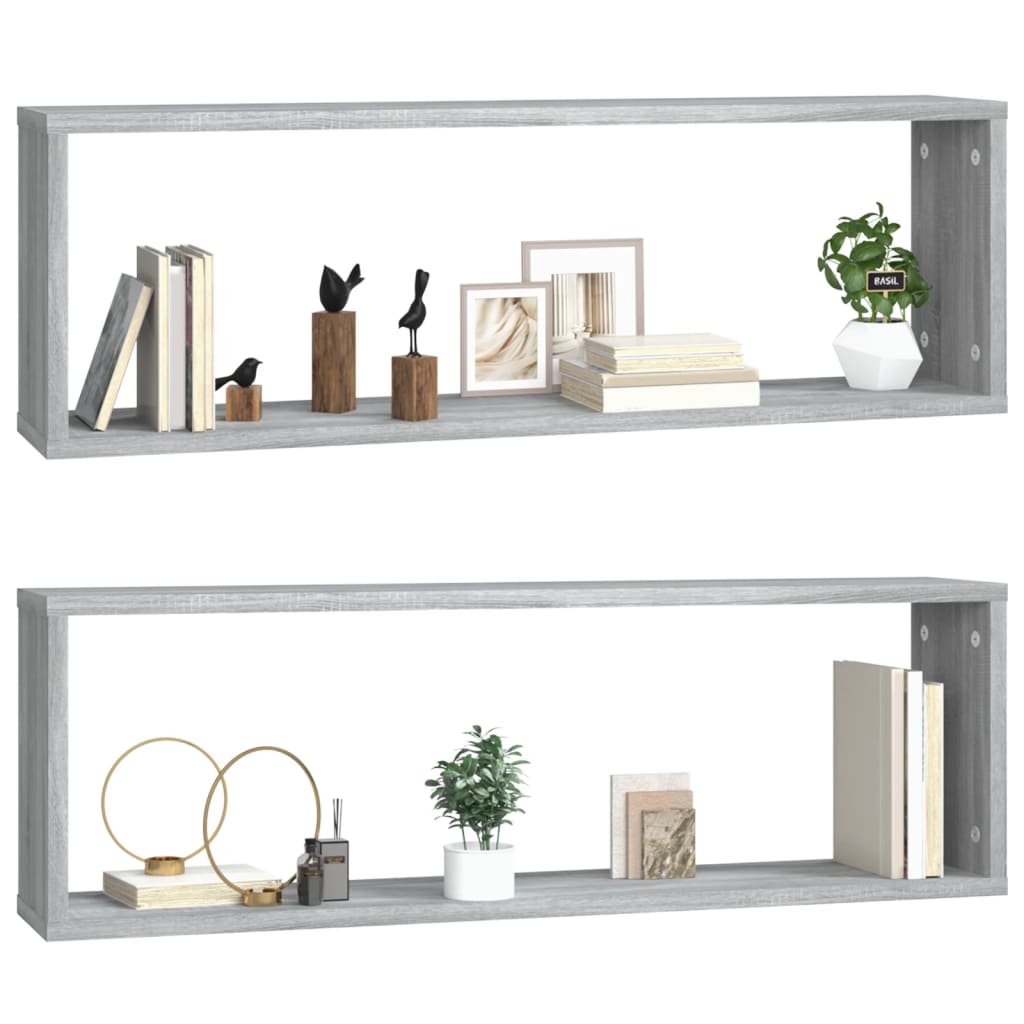 Wall Shelves 2 pcs Grey Sonoma 80 x 15 x 26.5 cm Particleboard