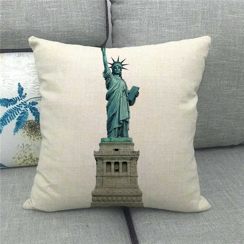 The Statue Of Liberty (Independent And Free) Digital Printing Short Plush Pillow Covers For Sofa Office Cushion Cover Home Goods