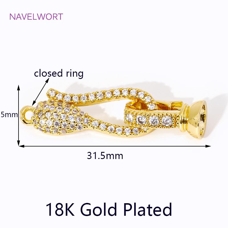 18K Gold Plated Brass Connector Clasps For Jewelry Making,Locks For Jewelry,Fasteners For Bracelets,DIY Jewelry Accessories