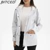 BITCED Women's Spring/Autumn Hooded Trench Coat with Fleece Lining and Water-Repellent Finish Long-Sleeved Zip-Up Cardigan