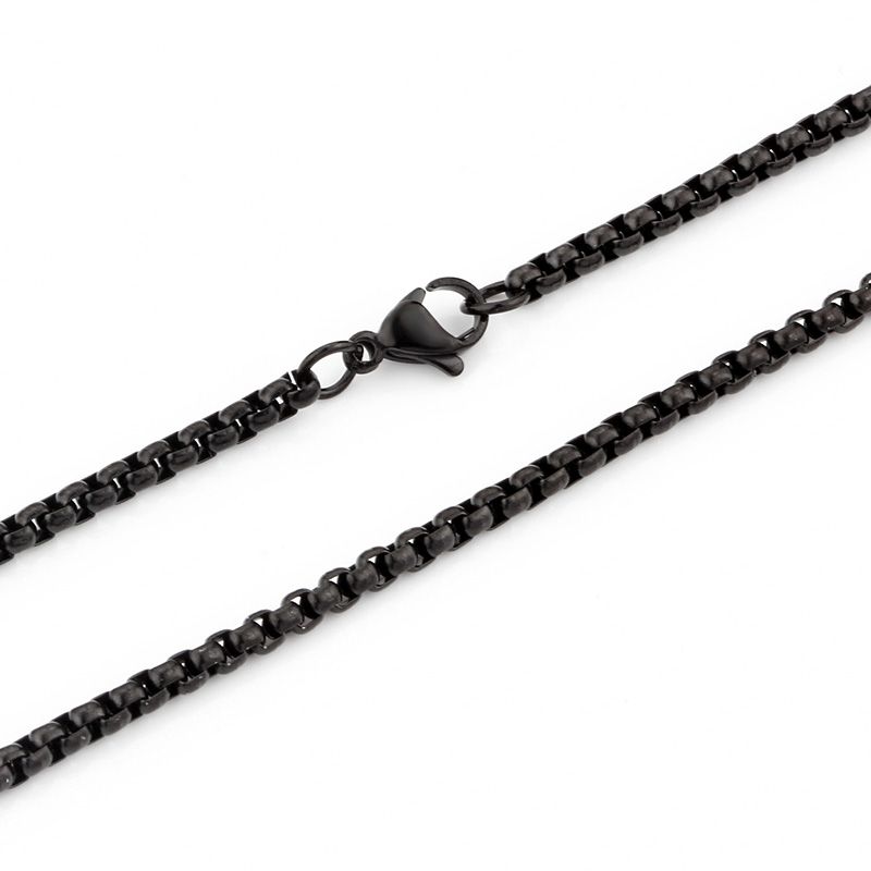 

Titanium Steel 18K European and American Personalized Trendy Pendant Pearl Chain Elegant black pearl necklace width 3mm long 60cm